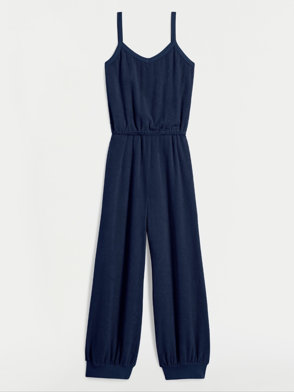Suzie Kondi Georgi Jumpsuit In Terry Navy Blue Cotton Size Small Made In USA